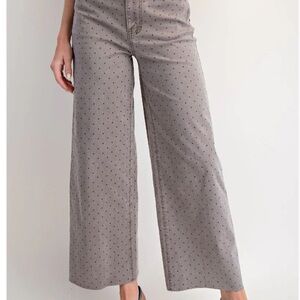 EASEL Gray Polka Dot Wide-Leg Pants